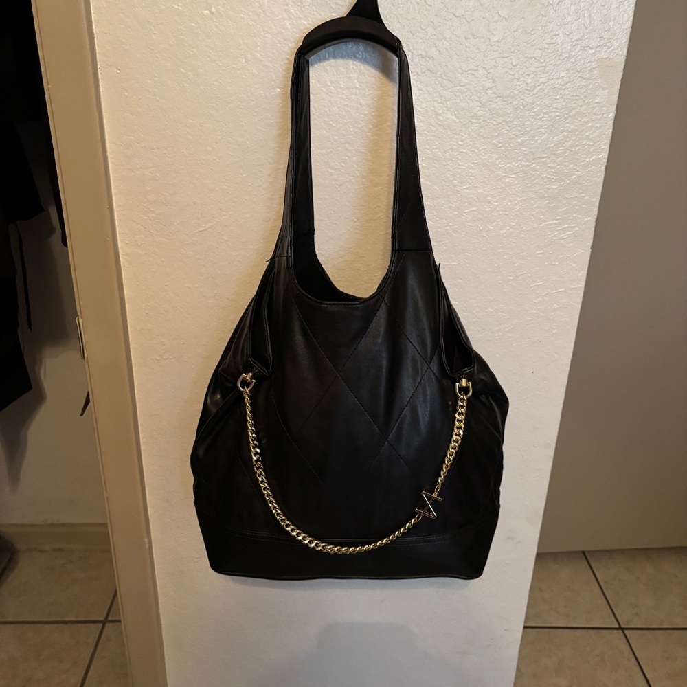 Aldo Black Hobo Bag with Gold Chain
